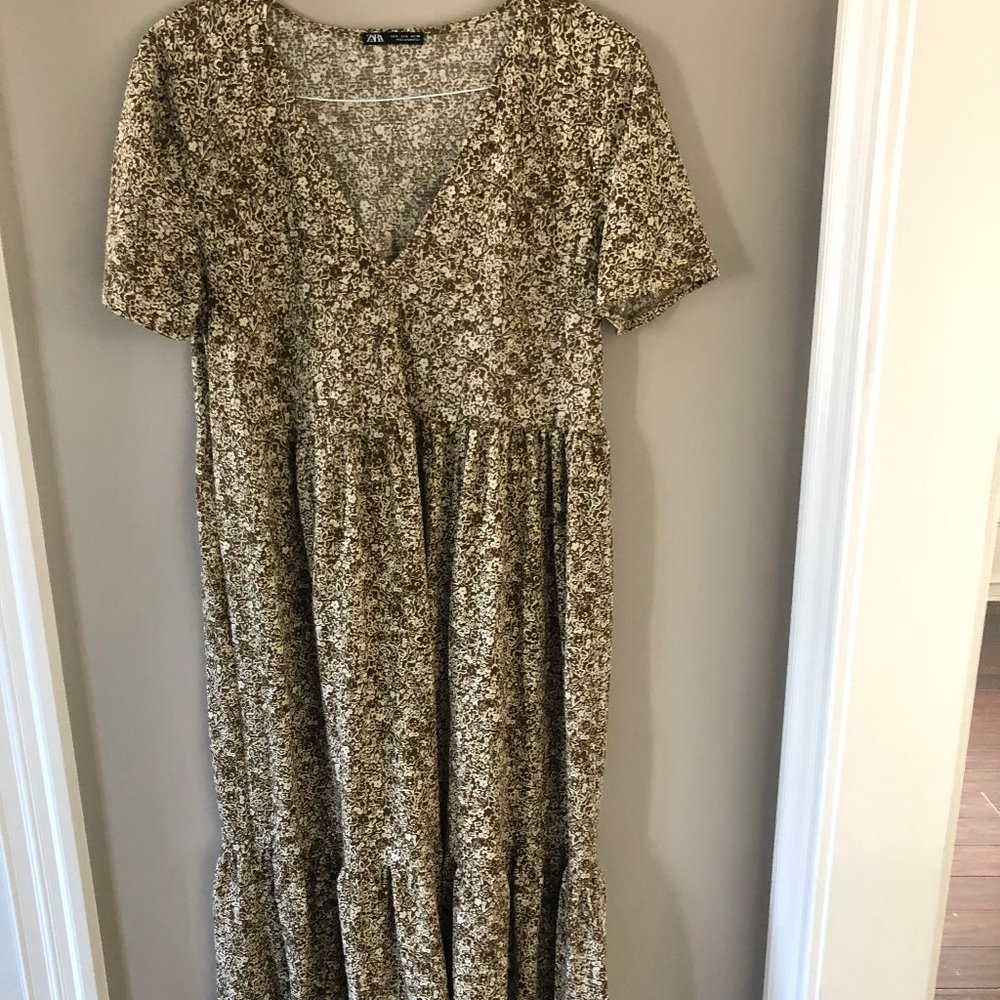 Zara Green Floral Dress